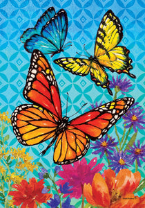 Drapeau décoratif - Papillons & fleurs sauvages - petit format