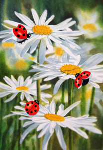 Drapeau décoratif - Coccinelles & marguerites