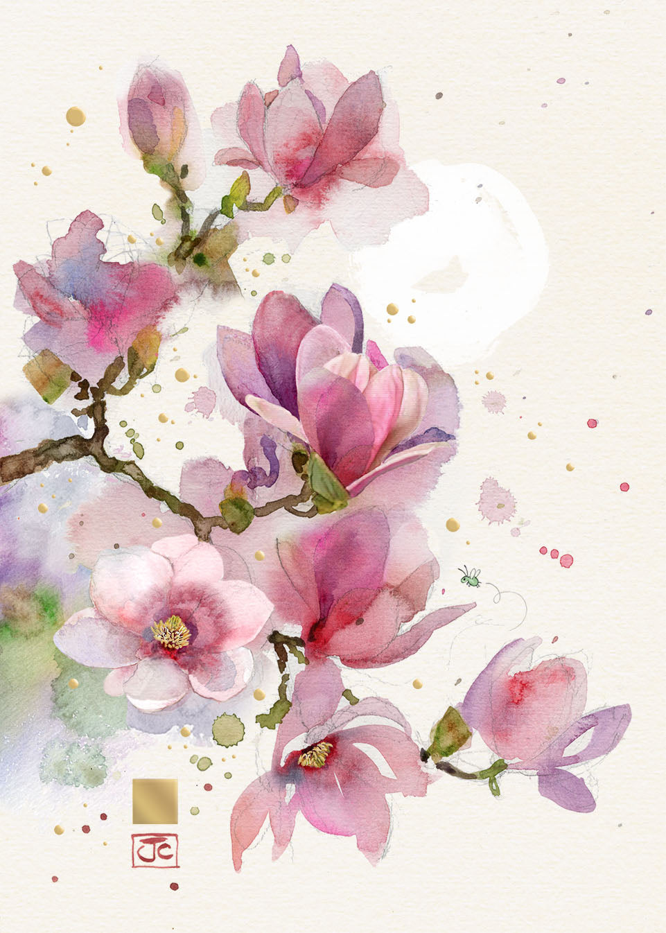 Carte de souhait - Fleur de magnolia