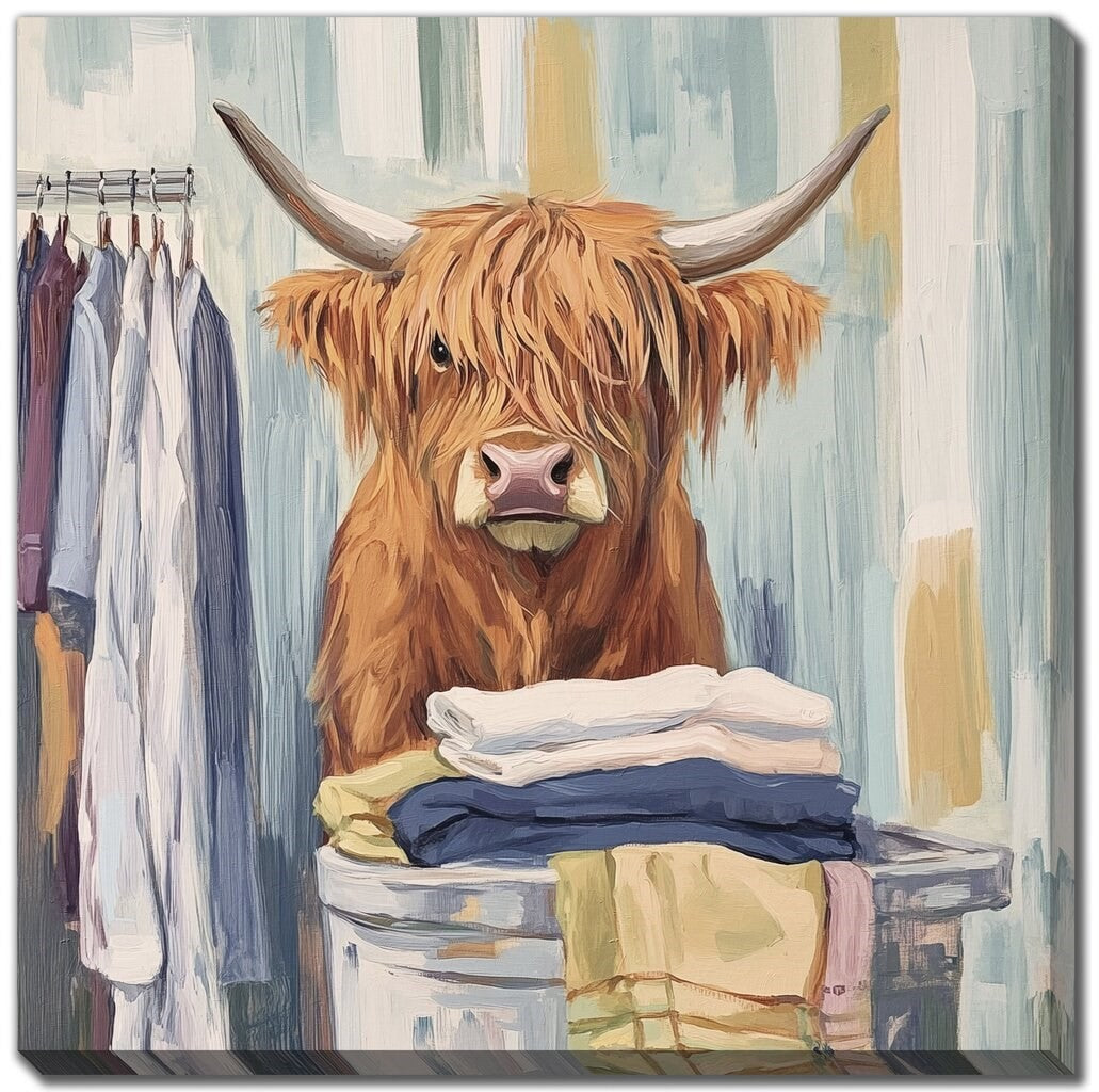 Cadre - Vache Highland salle de lavage - 2 modèles
