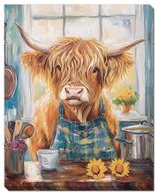Charger l&#39;image dans la galerie, Cadre - Vache Highland à la cuisine - 2 modèles
