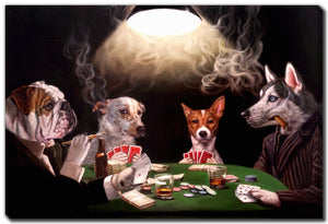 Cadre - chiens qui jouent au poker