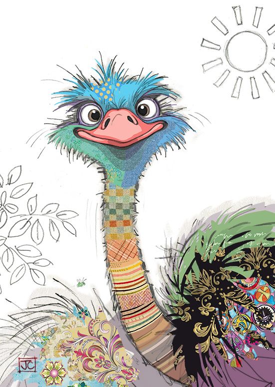 Carte de souhait sans texte - Autruche