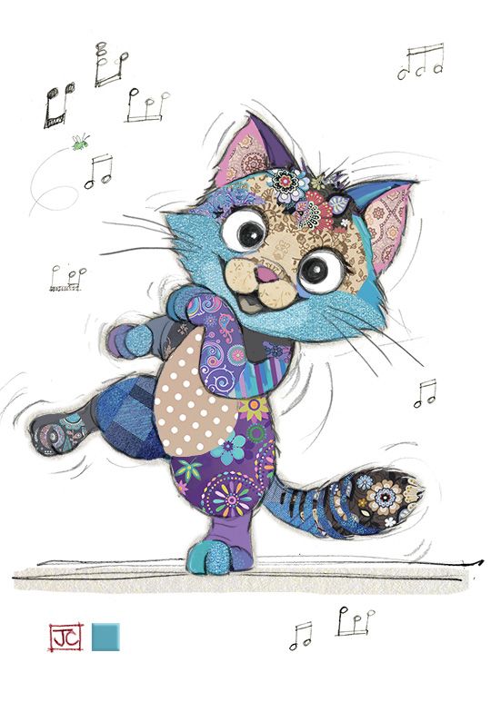 Carte de souhait sans texte - Chat qui danse