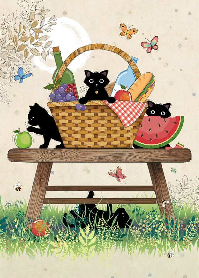 Carte de souhait - Chats en picnic