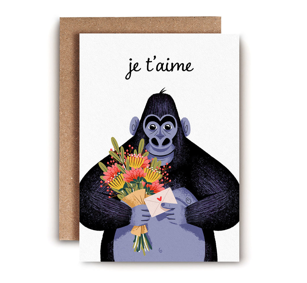 Carte de souhait - Gorille je t'aime