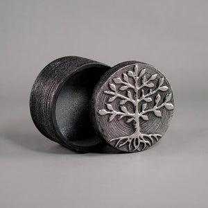 Coffret rond gris arbre de vie