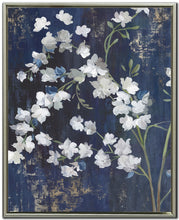 Charger l&#39;image dans la galerie, Cadre - Fleurs blanches sur fond bleu marin - 2 modèles
