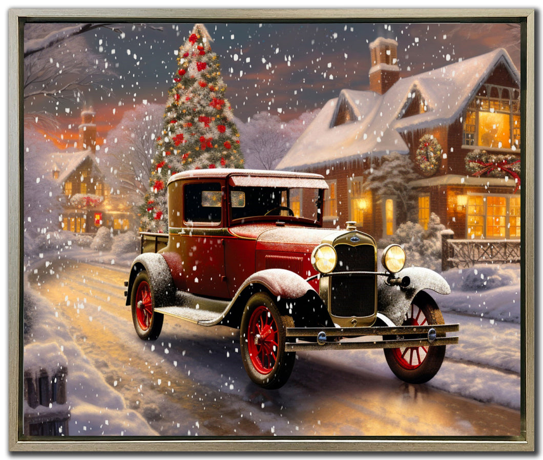 Cadre de Noël - Voiture antique