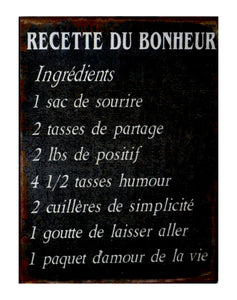 Affiche murale - Recette du bonheur