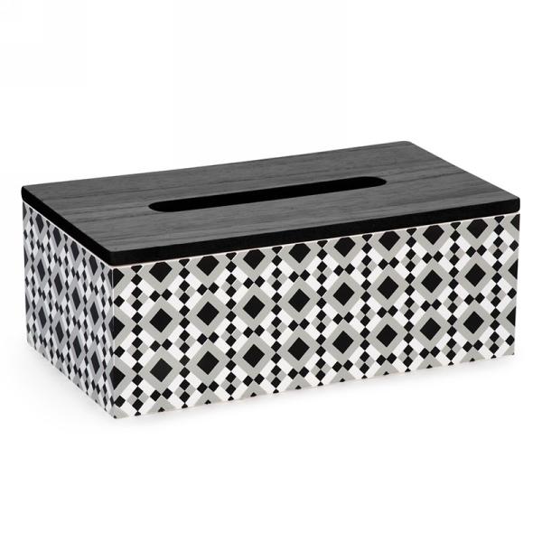 Boite à mouchoir - aztèque noir & blanc