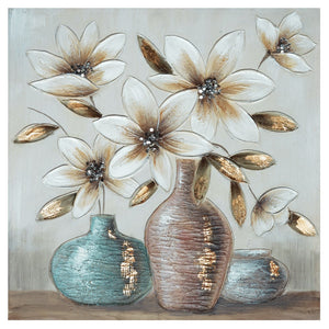 Cadre - vases et fleurs dorées