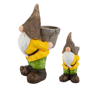 Gnome de jardin avec pot pour plante
