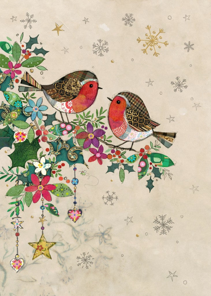 Carte de souhait de Noël sans texte - Deux oiseaux