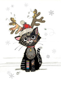 Carte de souhait de Noël sans texte - Chat renne