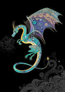 Carte de souhait sans texte - Dragon sur fond noir