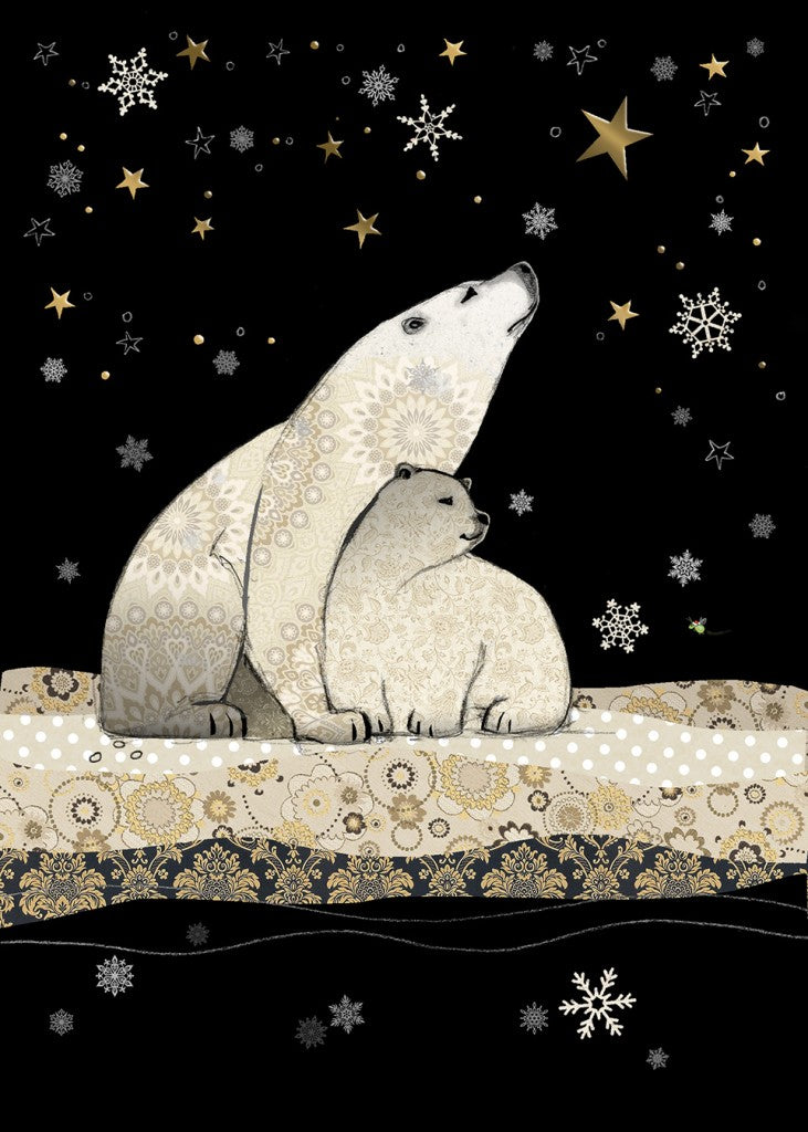 Carte de souhait de Noël sans texte - Ours polaires