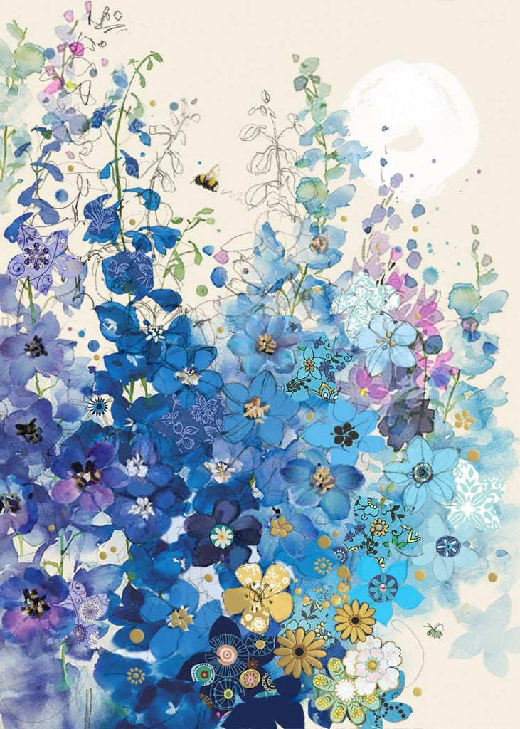 Carte de souhait - Fleurs bleues