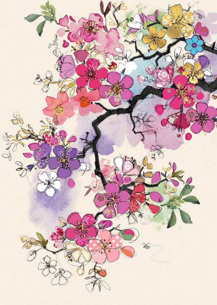 Carte de souhait - Fleur pommier