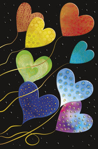 Carte de souhait - Ballons en coeurs