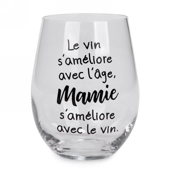 Verre à vin humoristique 'Messages' (Boire du vin, c'est boire du génie - C  Baudelaure) - 23x95 cm - [A1590]