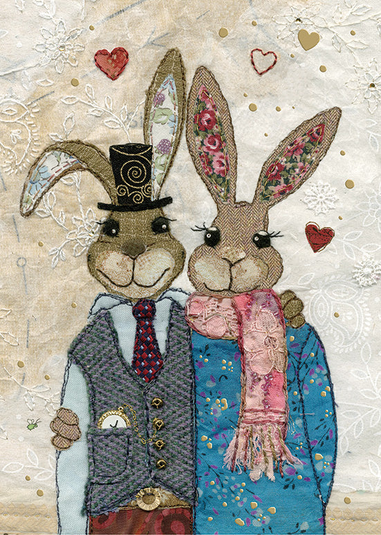 Carte de souhait - Couple de lapin
