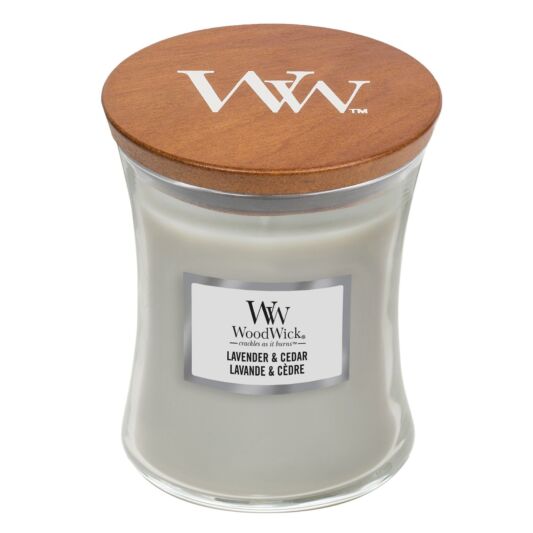 Bougie parfumée WoodWick - Lavender & cedar 10 oz