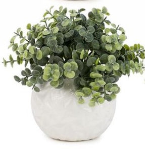 Plante artificielle dans vase rond blanc - 4 modèles