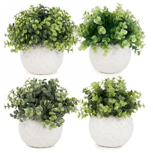 Plante artificielle dans vase rond blanc - 4 modèles