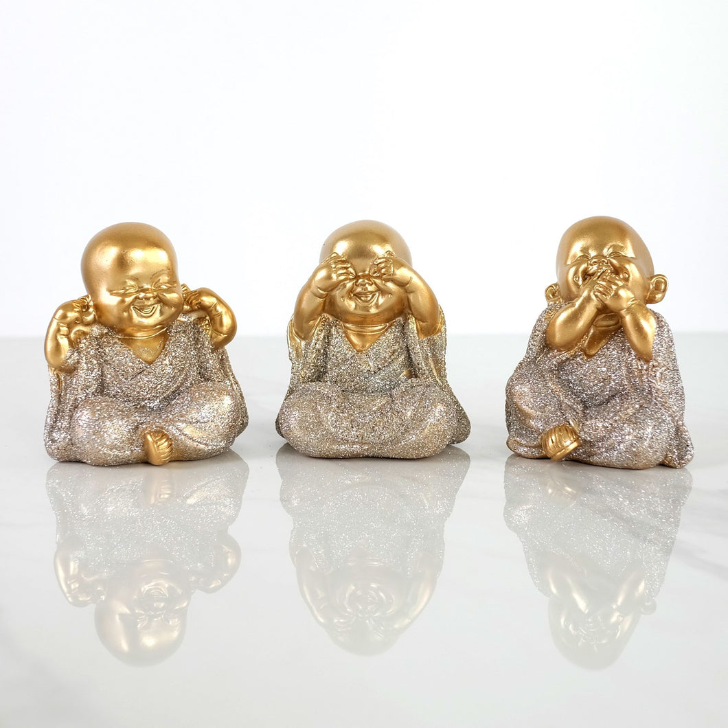 Ensemble de 3 buddha - Or