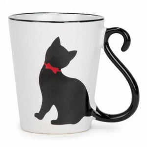 Tasse blanche avec chat noir