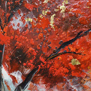 Cadre sur toile - Chemin et arbres rouges