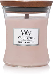 Bougie parfumée WoodWick - Vanilla & Sea Salt 10 oz