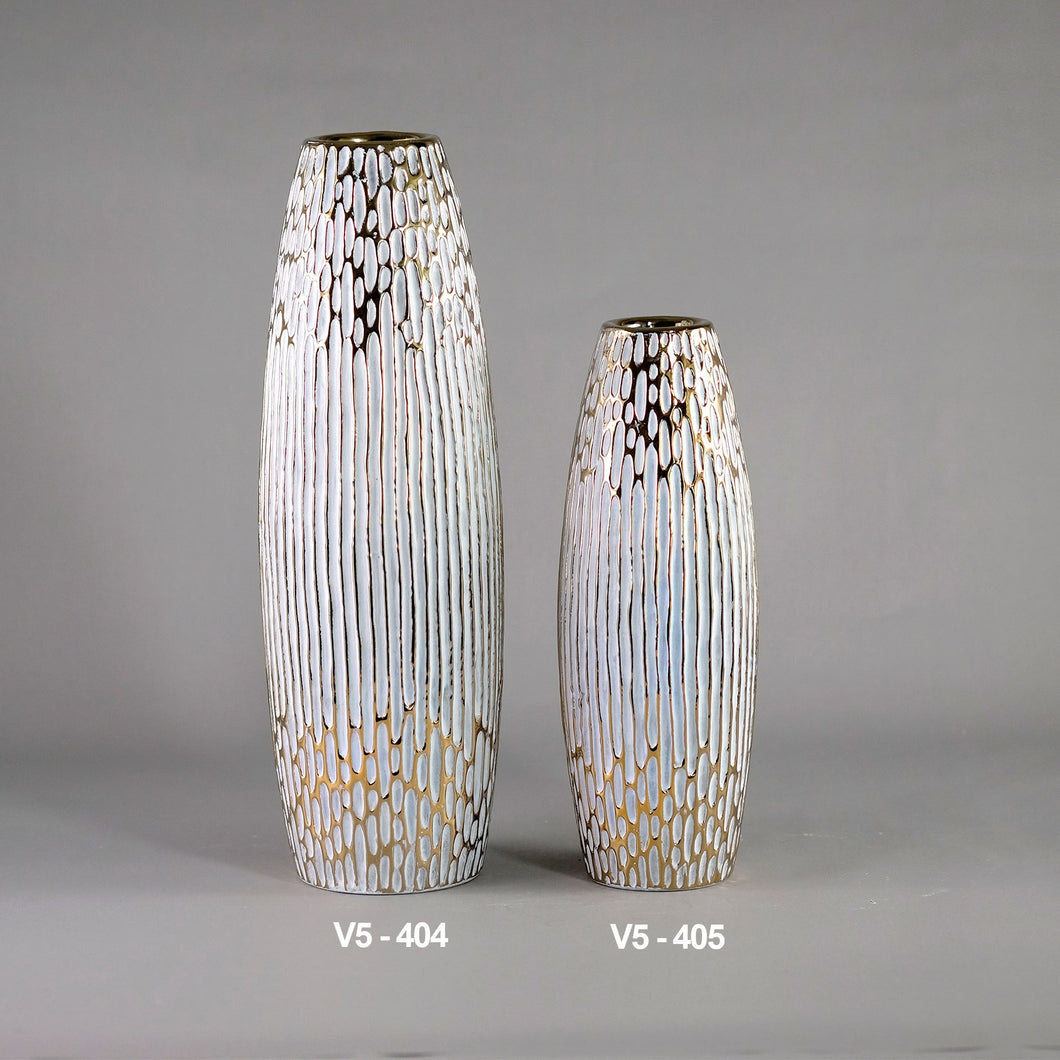 Vase à fleur - Blanc et Or